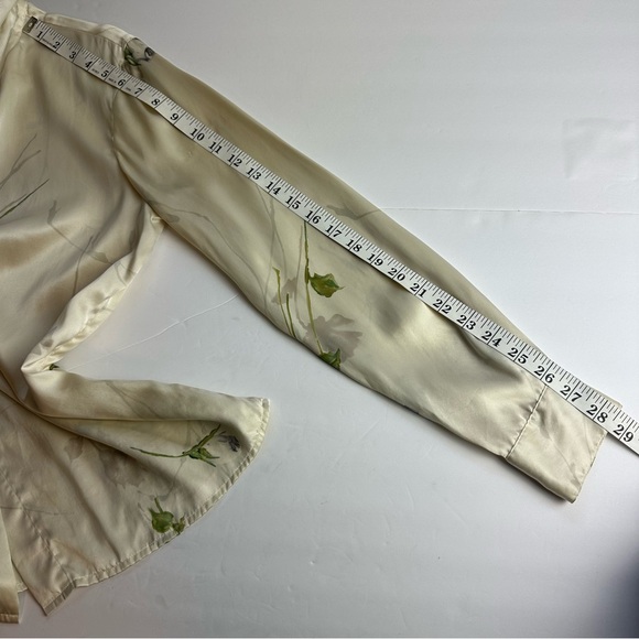 Vintage 100% Silk Blouse Women’s Medium Button Up Shirt Allison Taylor Floral - Picture 5 of 7